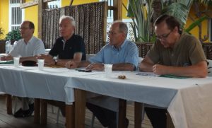 Bernard Prévost et Patrick Scauflaire d’Apprentis d’Auteuil, François Soulage, président du secours catholique, Olivier Lebel, directeur général de Médecins du Monde