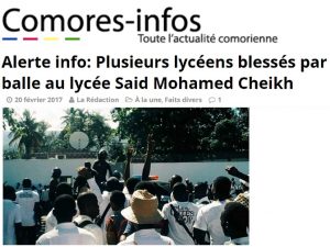 Comores infos Plusieurs lycéens blessés 2