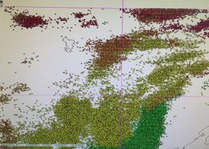 Effets d'Enawo: la carte des impacts de foudre des dernières 24 heures. Mayotte épargnée ! (Image: Météo France)