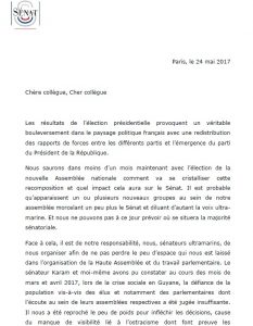 La lettre du sénateur guyanais Patient à ses collègues publiée par Public Sénat