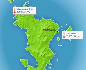 Les températures relevées par Météo France en juillet 2017 à Mtsamboro et Pamandzi