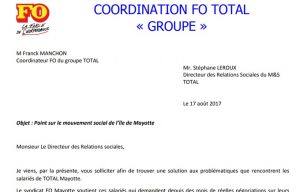 Le courrier de la coordination FO à la direction du groupe Total