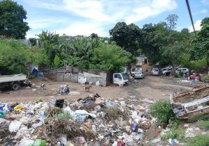 Les déchets s'amoncellent sur l'ensemble du terre-plein