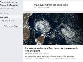 Cyclone Belna : le Safety Check activé par Facebook