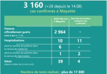3160 cas de Covid-19 ce lundi