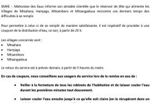 Coupure d’eau dans le nord jusqu’à 5h du matin